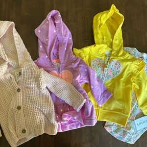 Lot of Baby Girls 3M Tops Sweaters Cardigan Zip Easter‎ Garden Party Heart Pink